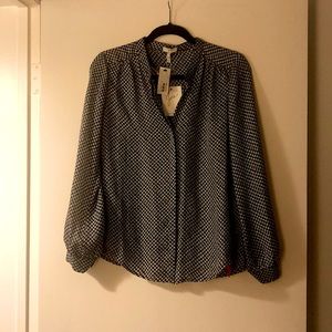Joie Mintee Houndstooth Silk Blouse